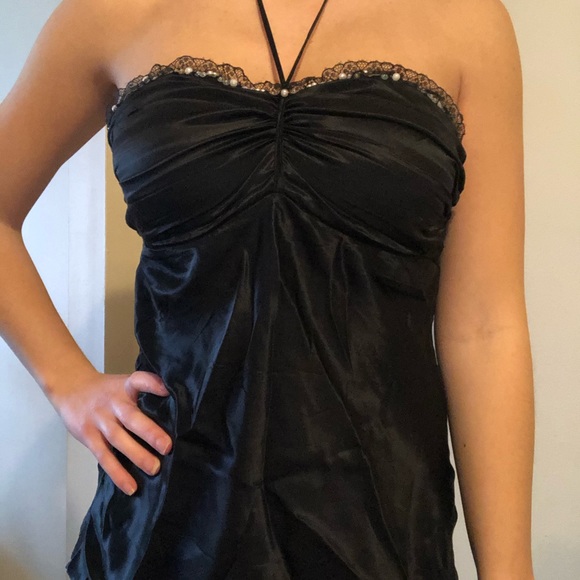 Junior’s Black Silk Strapless/Halter Top - Picture 3 of 4